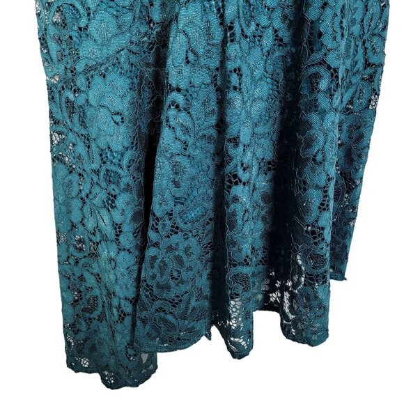 NWT Sam Edelman Women's Dark Green Asymmetrical Lace Short Sleeve Dress Size 12 - Picture 6 of 16